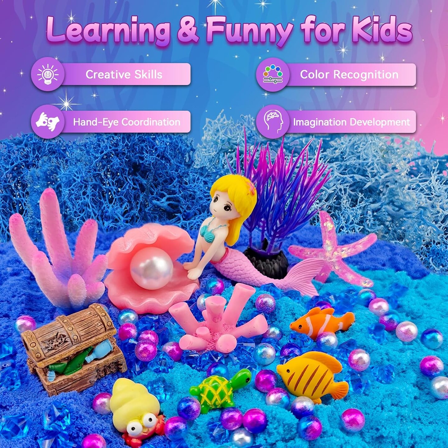 Mermaid Terrarium Kids&#x27; Summer Art &#x26; Craft Kits - LED Night Light Up &#x26; Remote Mermaid Birthday Gifts Toys for Girls Age 5 6 7 8 9 10 11 12 Year Old
