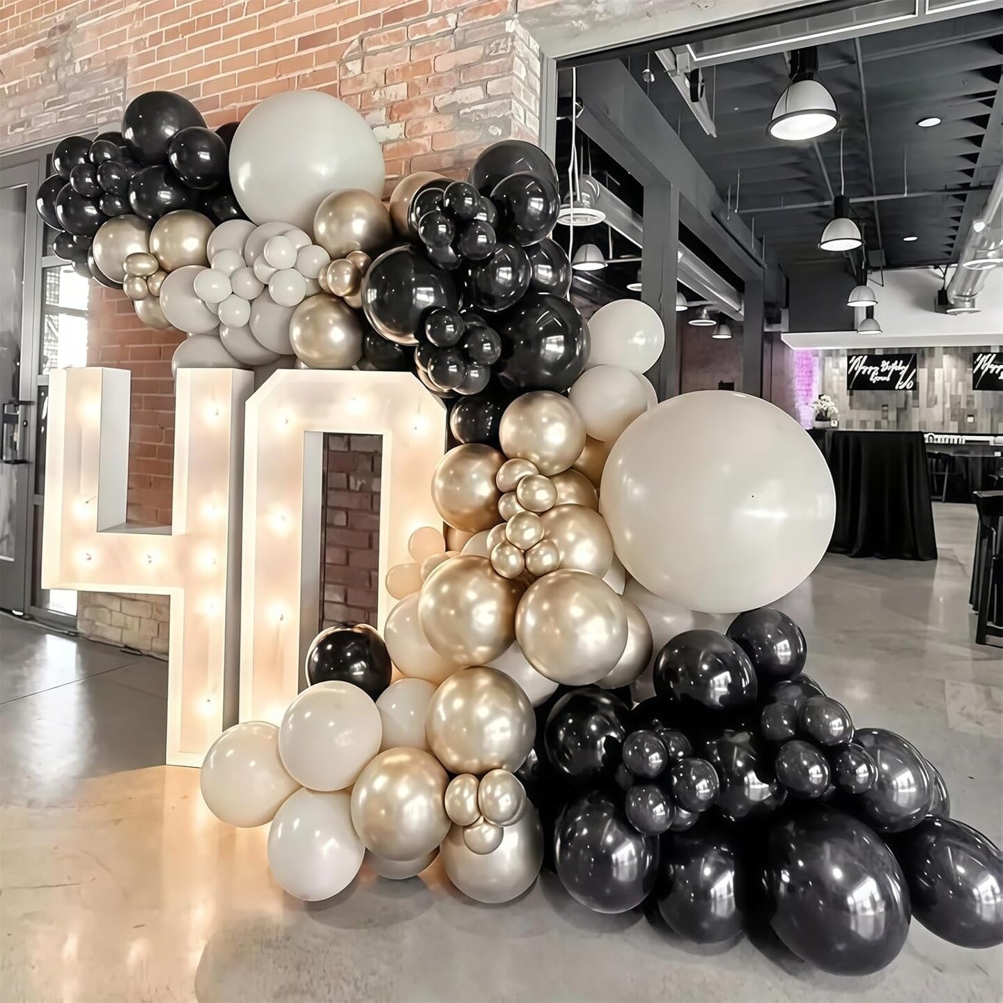 Black and Gold Balloons, 12 Inch 35PCS Black and White Balloons with Metallic Gold Latex Balloon