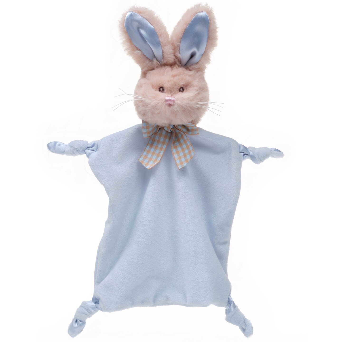 Bearington Baby Wee Waggles, 8 x 7 Inch Small Bunny Tail Stuffed Animal Baby Boy Lovey, Baby Security Blanket