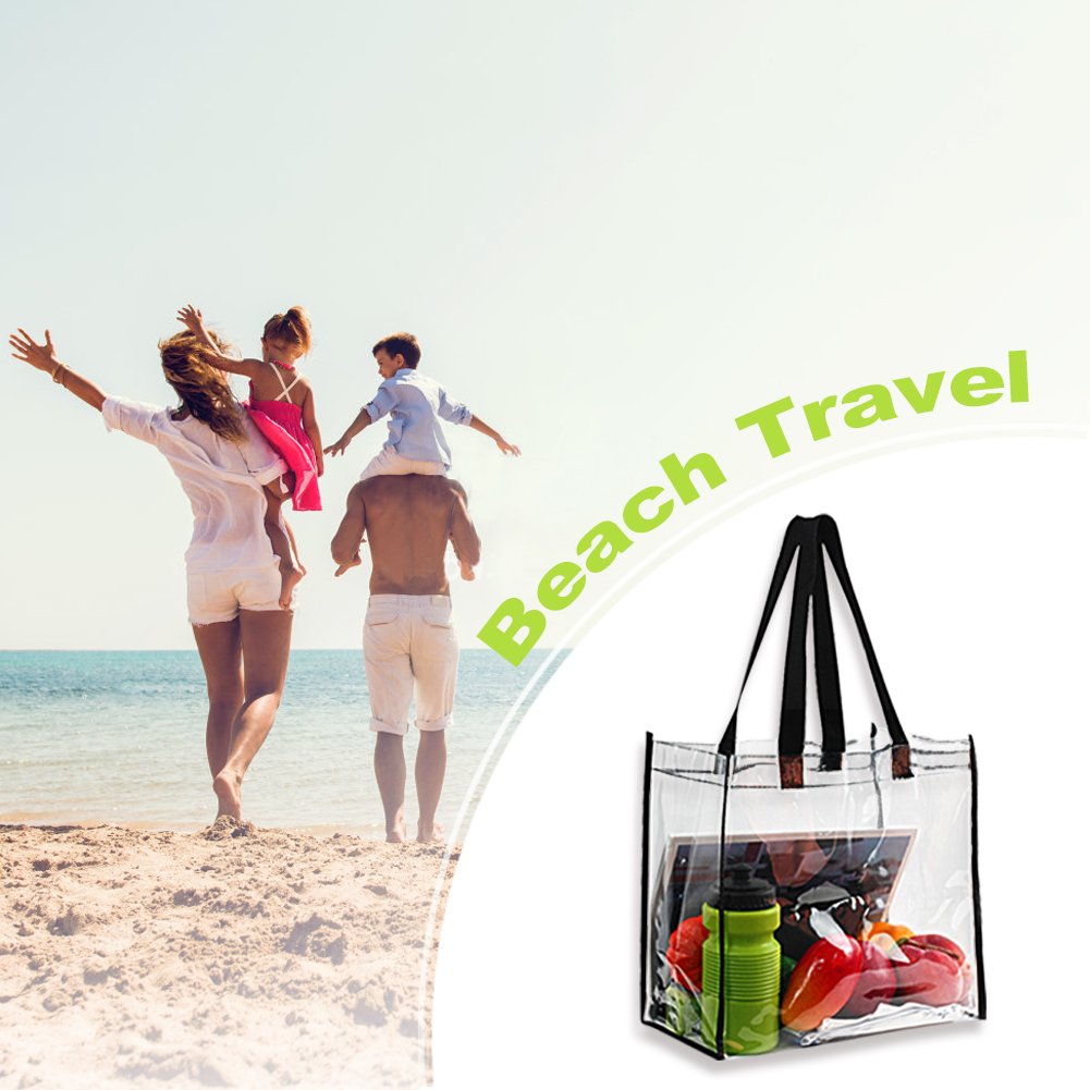 2-Pack Stadium Approved Clear Tote Bag, Stadium Security Travel &#x26; Gym Clear Bag, Perfect for Work, School, Sports Games and Concerts,12&#x22;X 12&#x22;X 6&#x22;
