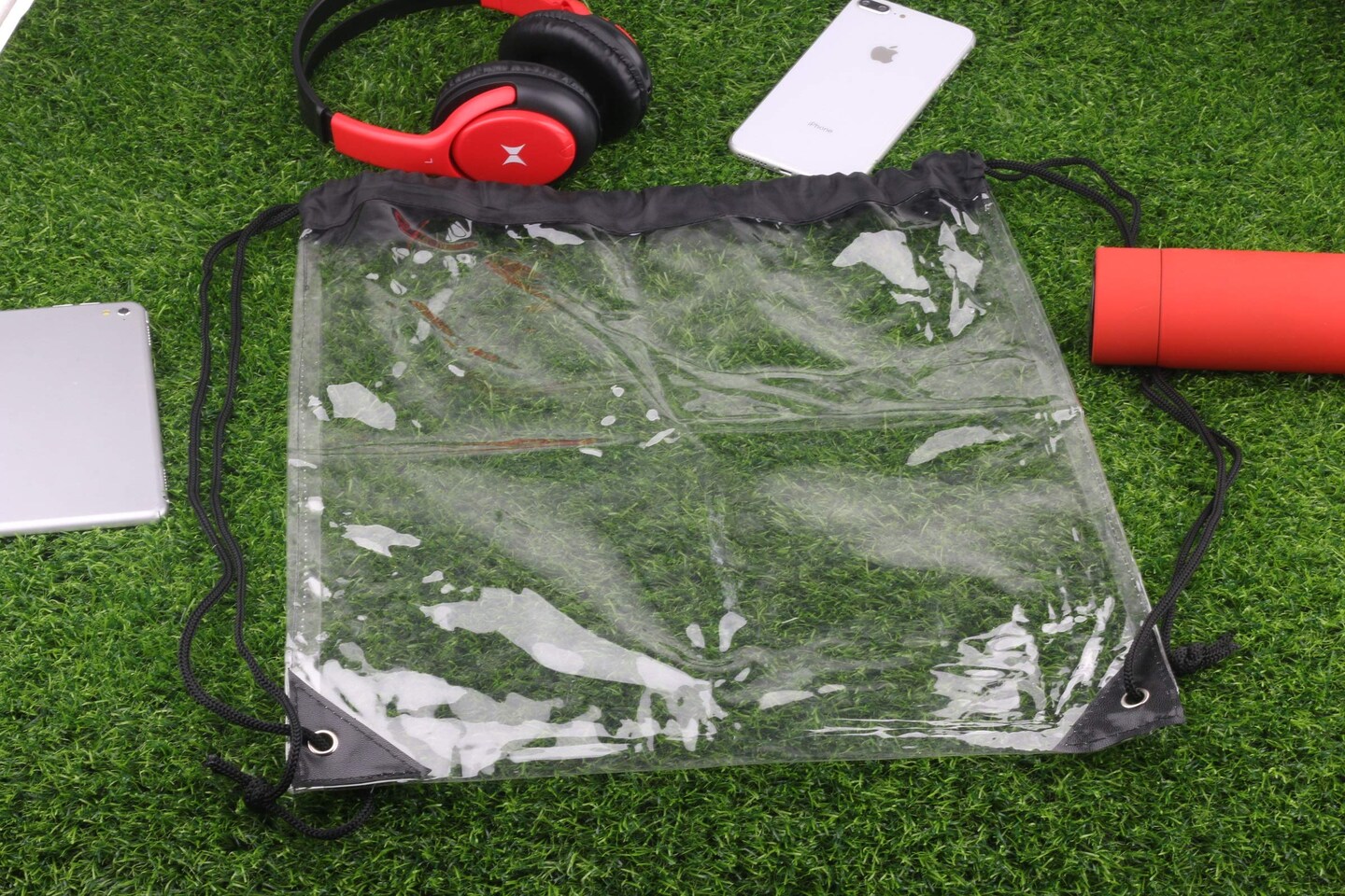 2 Pieces Clear Drawstring Bags, Waterproof Small Clear Bag for Stadium Colleges Sport Event Work Concert Security Approved