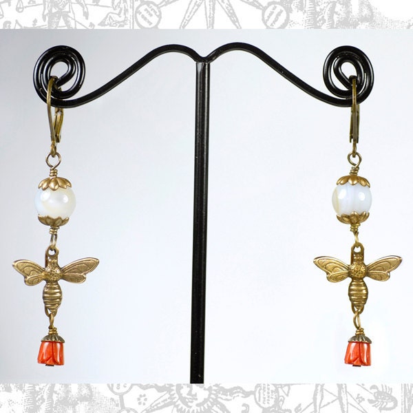 Raw Brass Tiny Bee or Fly Charms - Set of Twelve - B-C41