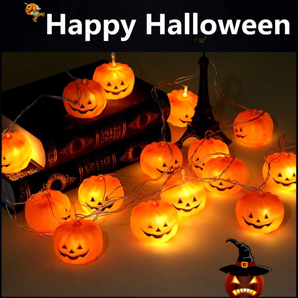 20 LED Pumpkin String Lights 9.8 Feet Halloween Decor, 2 Modes Steady and Flickering Lights for Indoor, Outdoor, Festival, Party, Holiday, Halloween Decorations