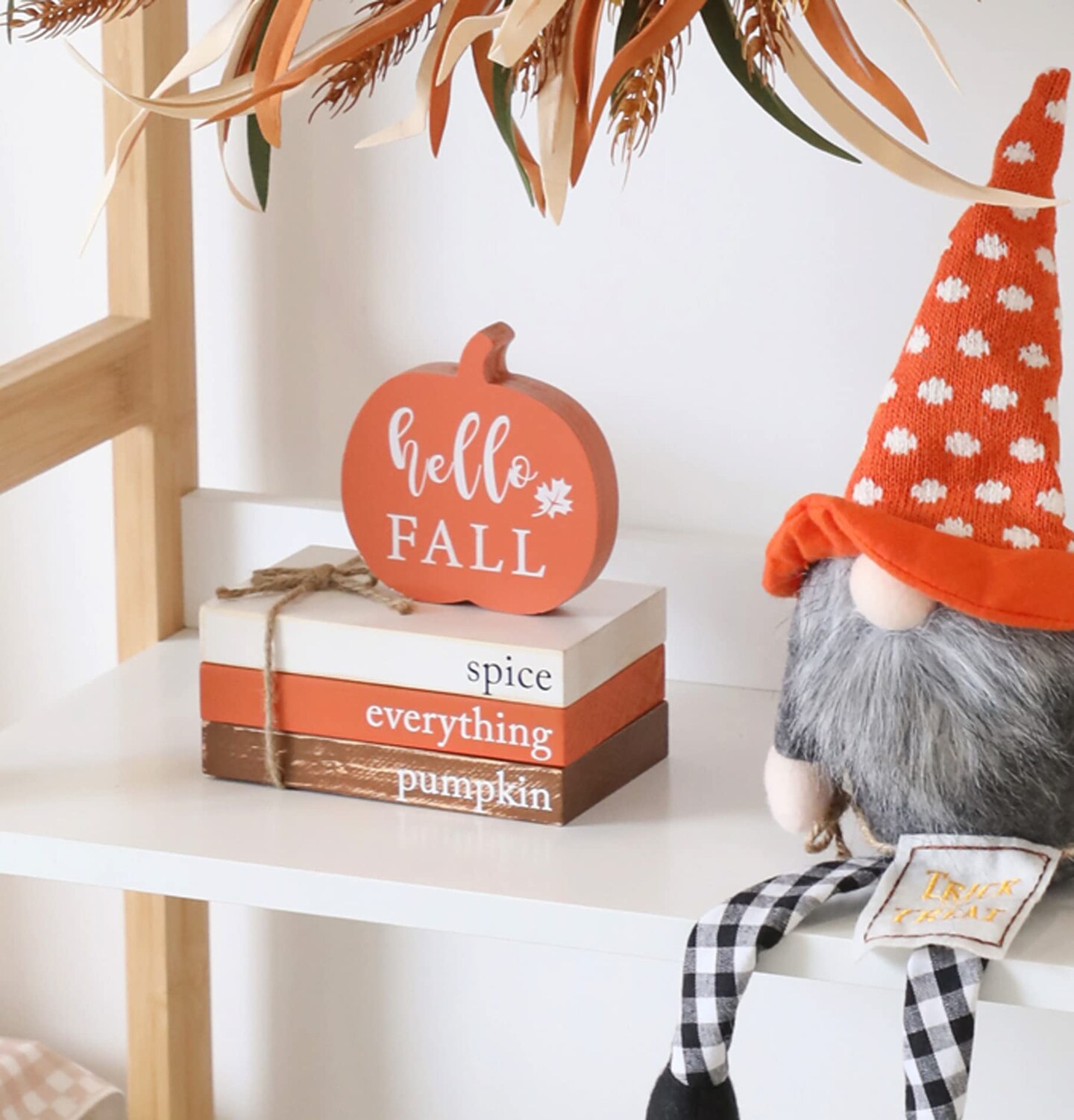 Fall Thanksgiving Decorations Tiered Tray,Hello Fall Decor, Autumn Mini Faux Decorative,Farmhouse Mini Decorative Books Bundle