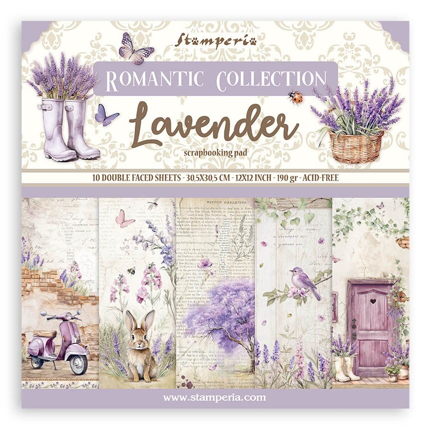 Stamperia Double-Sided Paper Pad 12"X12" 10/Pkg-Lavender, 10 Designs/1 Each