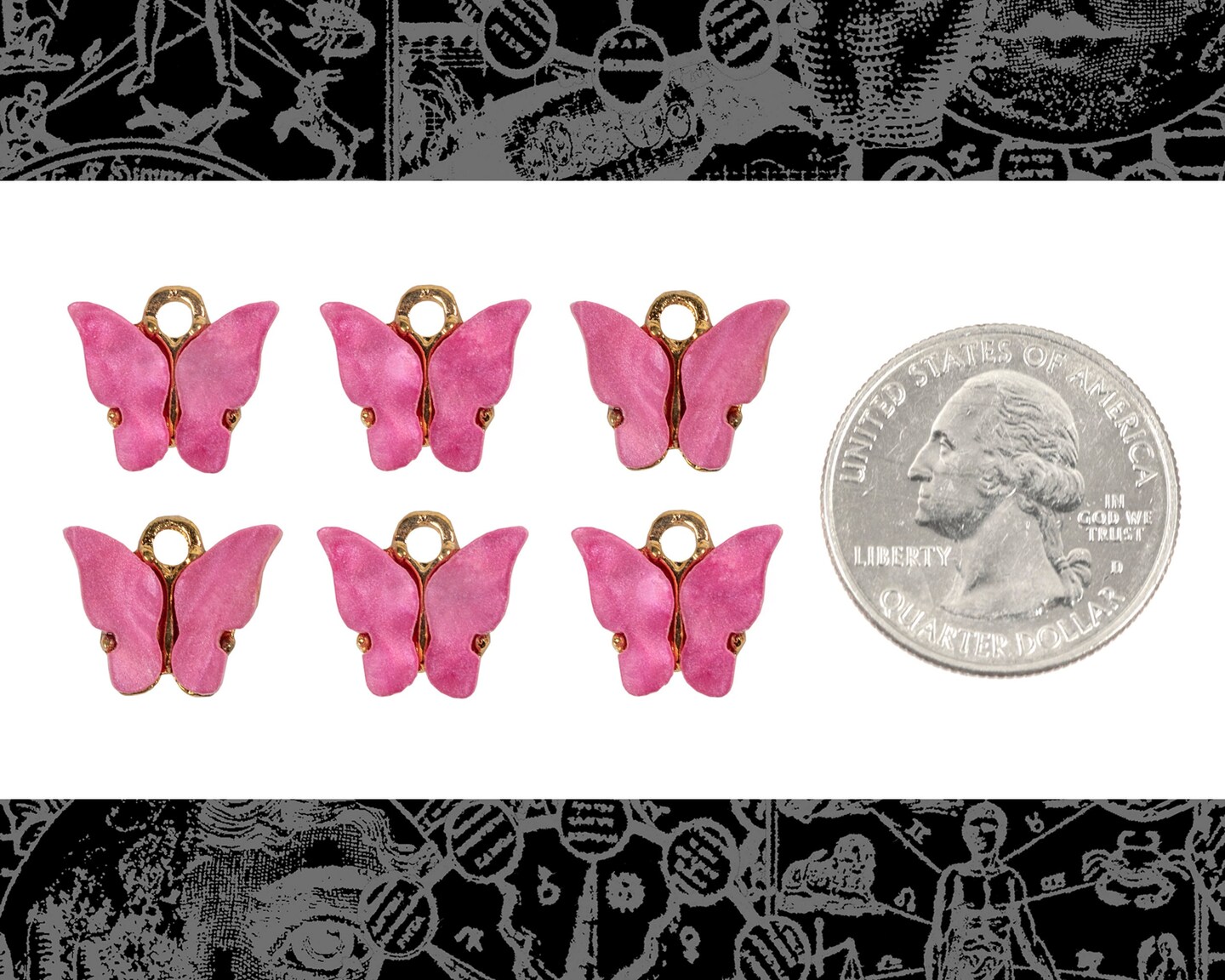 Pink Butterfly Charms - Six Charms - ZG-C34