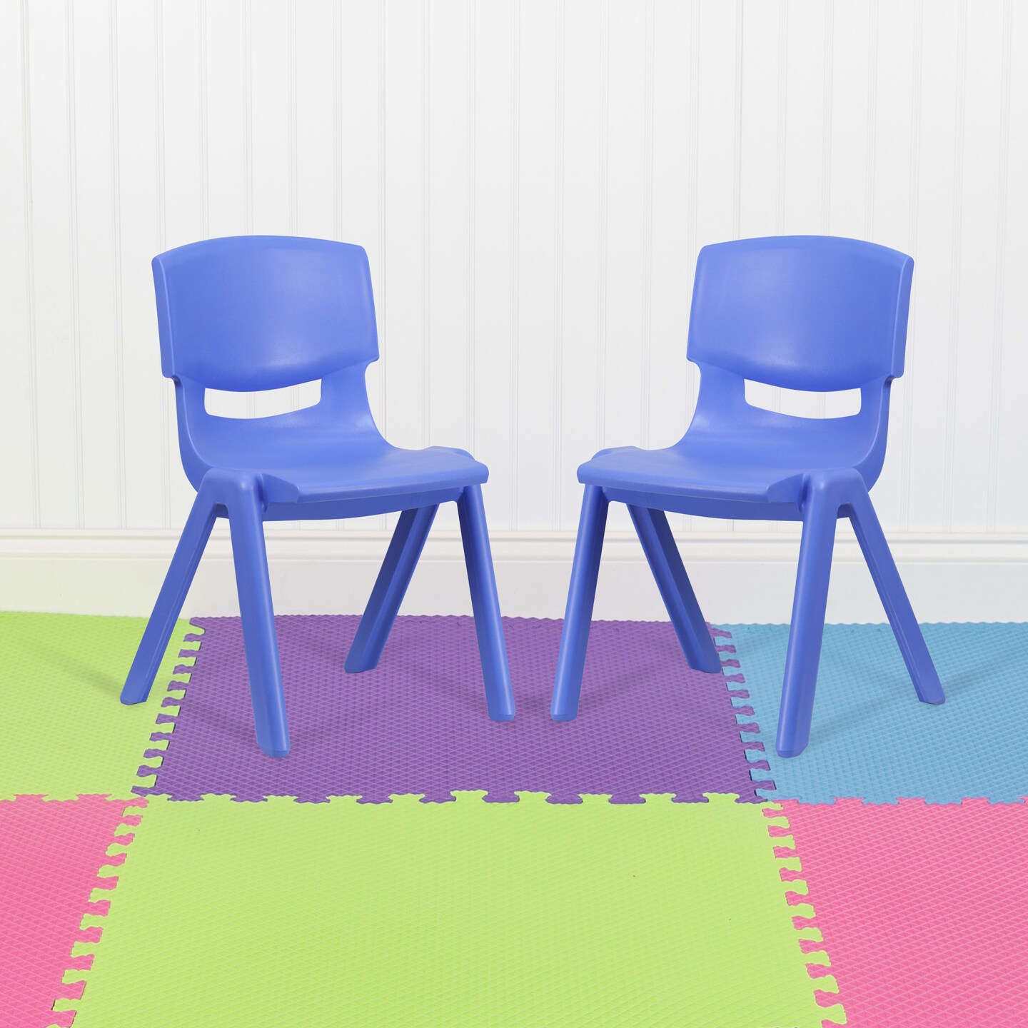 Emma and Oliver 2 Pack Plastic Stackable School Chair with 15.5&#x22;H Seat