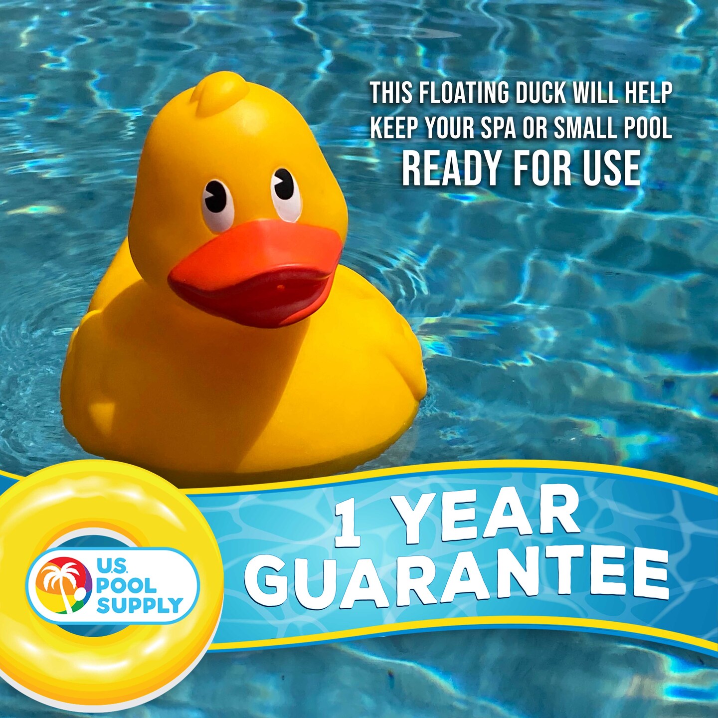 U.S. Pool Supply Duck Floating Spa, Hot Tub &#x26; Small Pool Chlorine and Bromine Dispenser - Holds 1&#x22; Tablets, 6 Flow Level Control Settings