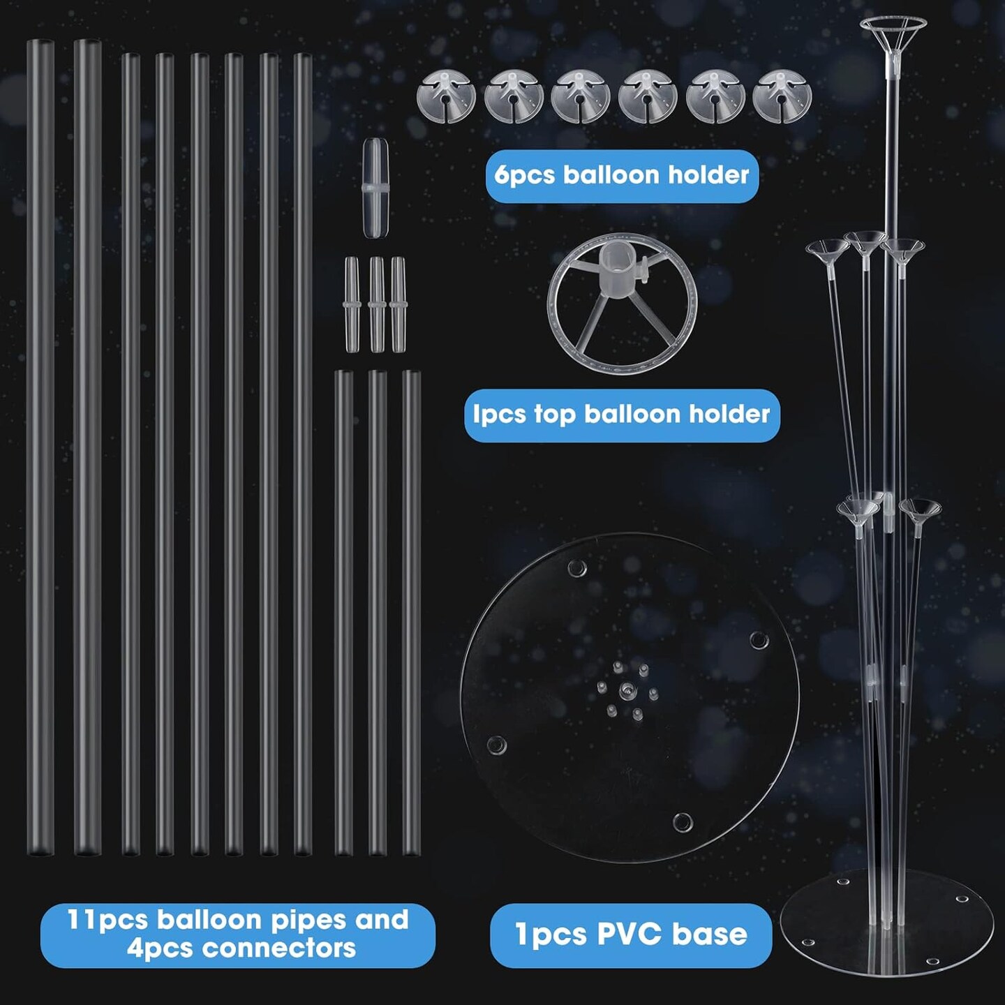 6 Sets Balloon Stand Kits, Balloon Sticks Holders with Base for Table Graduation Birthday Baby Shower Gender Reveal Party Decorations