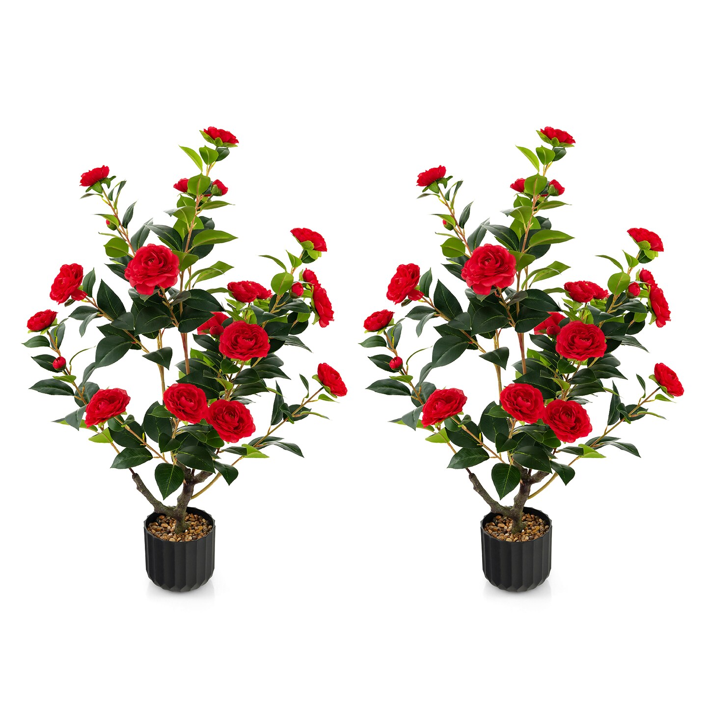 Faux Camellia Flower Tree 38 Inch Decorative Indoor Plant Pot