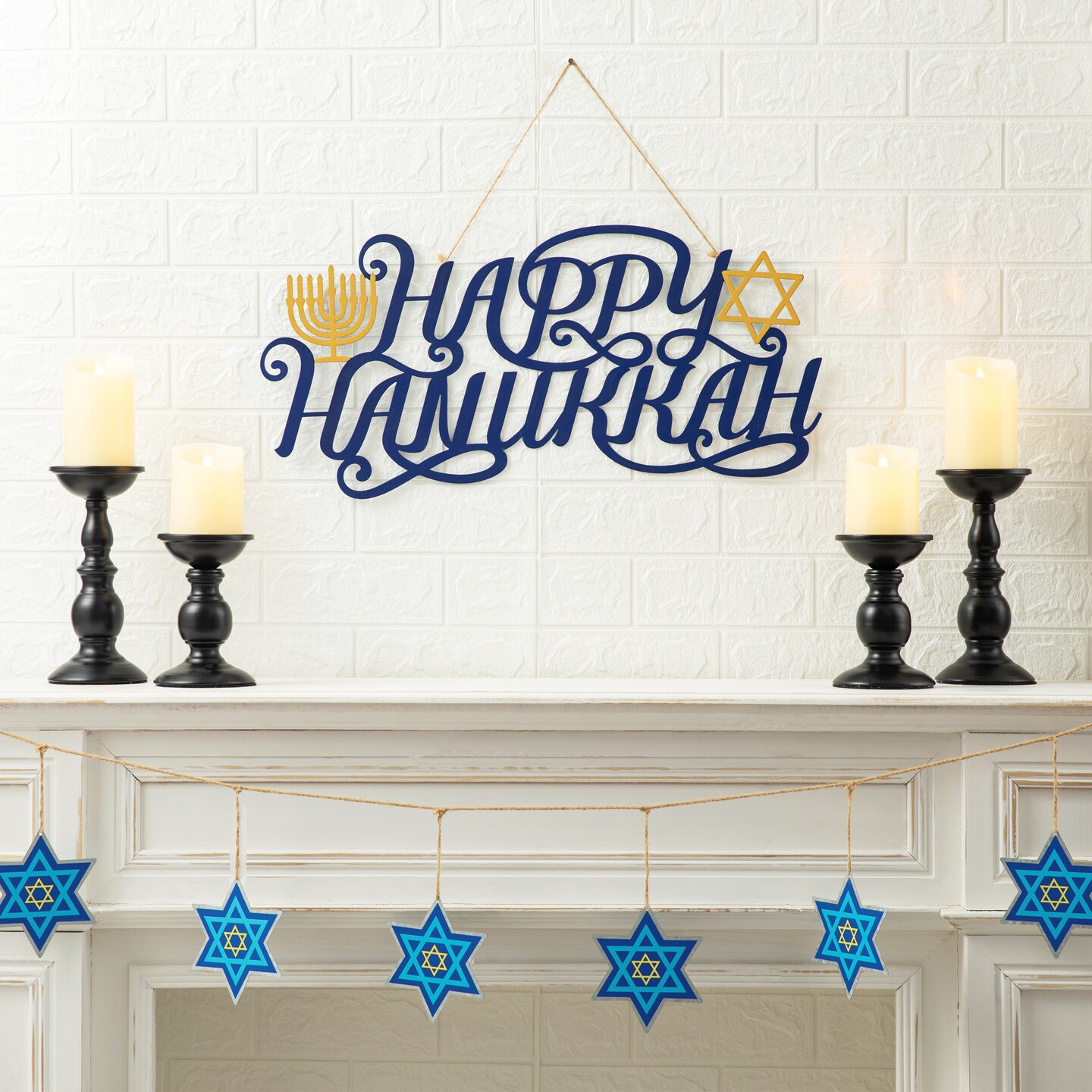 24&#x22;L Metal &#x22;HAPPY Hanukkah&#x22; Wall Decor