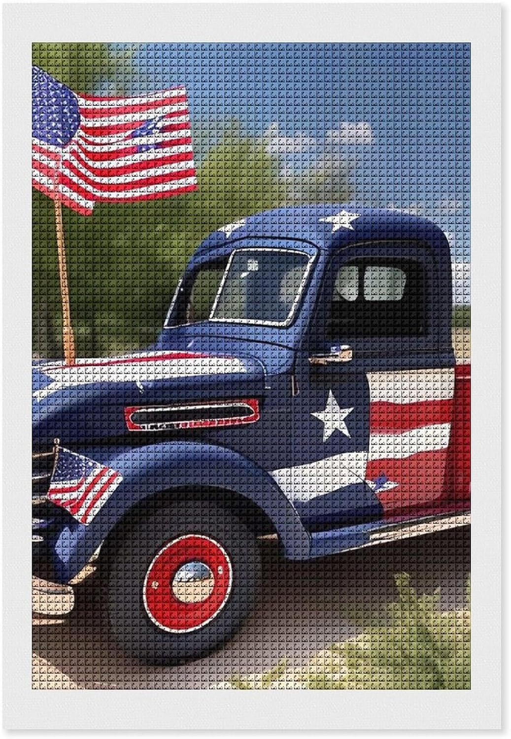 Diamond Painting Kits for Adults 4th of July Patriotic Trucks Paint