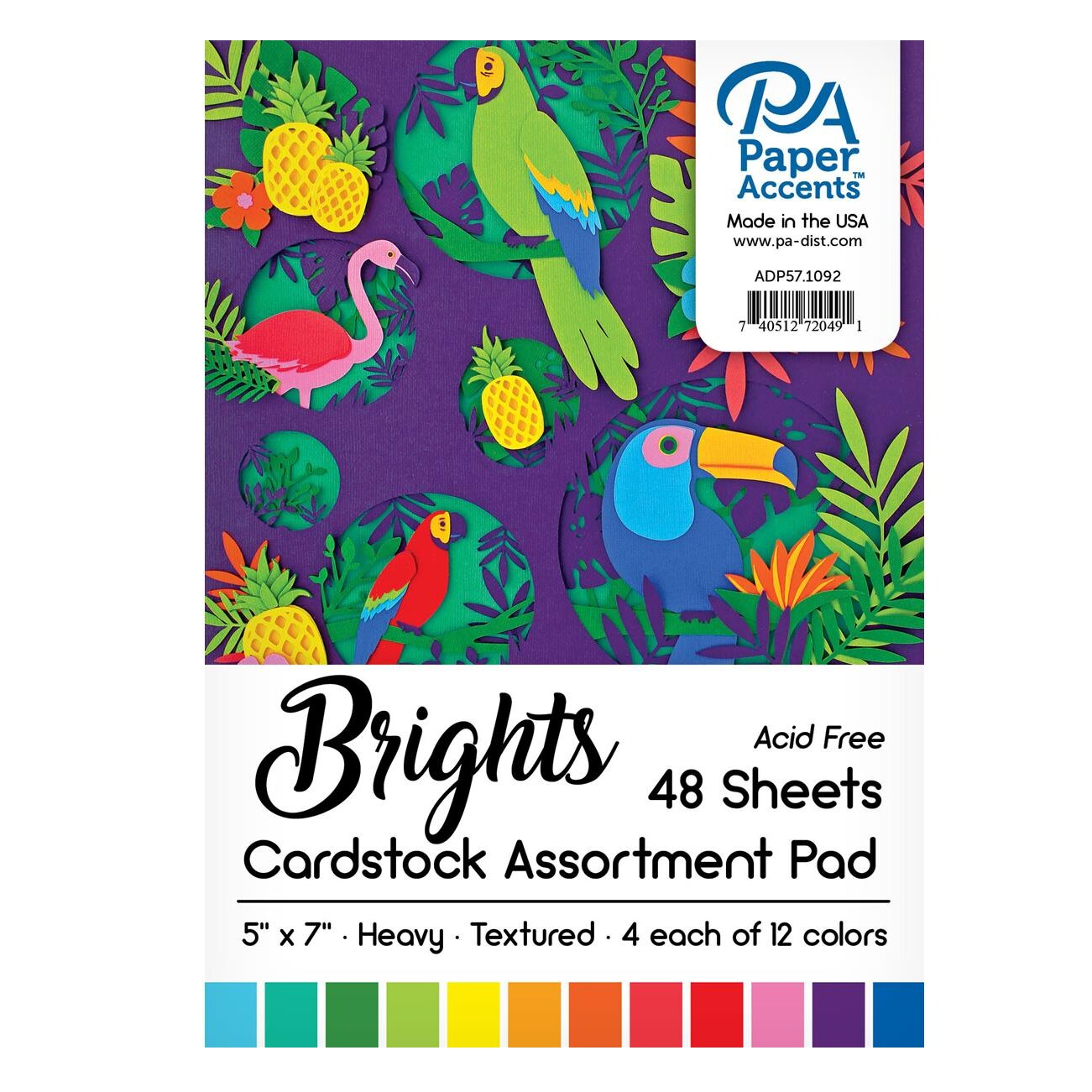 Accent Design Paper Accents Cardstock Pad Bright Assortment, 5x7, 48pc, 5x7 Cardstock, Card Stock 5 x 7, 5x7 Cardstock Paper, Paper, Card Stock, for Invitations