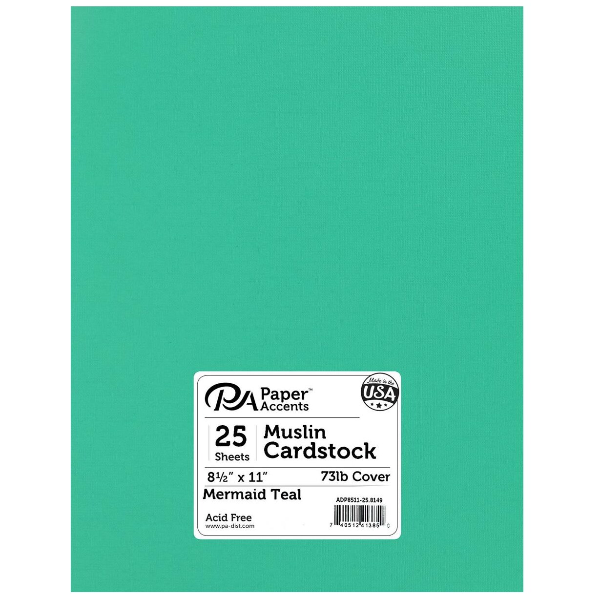 Accent Design Paper Accents Textured Cardstock 8.5" x 11" Mermaid Teal, 73lb colored cardstock paper for card making, scrapbooking, printing, quilling and crafts, 25 piece pack