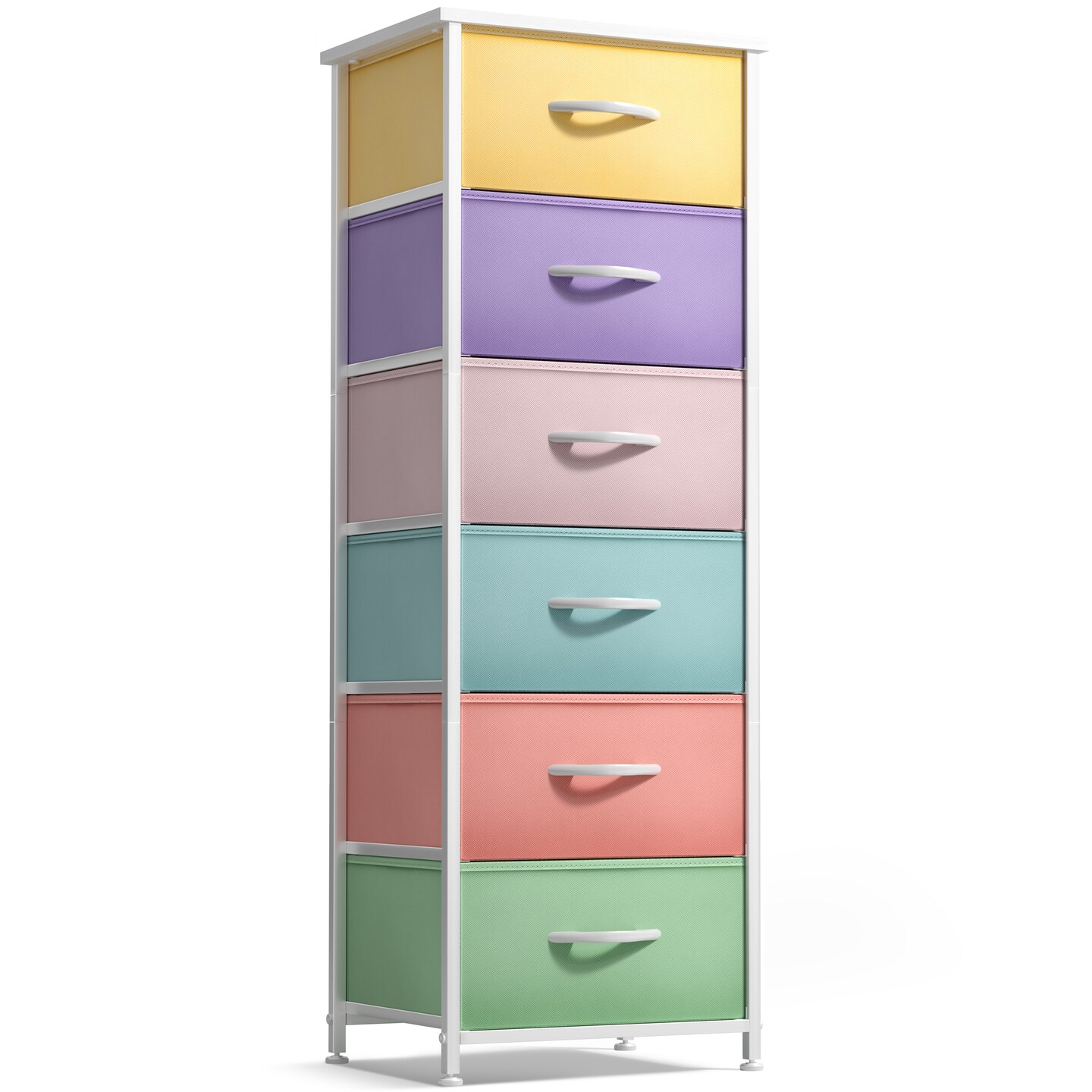 Sorbus 6 Drawers Tall Dresser with Steel Frame, Wood Top & Easy Pull Foldable Fabric Bins