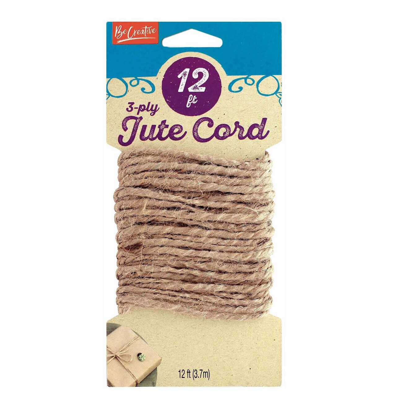 Leisure Arts Jute Cord 3 Ply 12ft - Natural Jute String for Crafts, Wrapping, Tying, Jewelry Making, Macramé, Bundling and Rustic Home Décor Projects