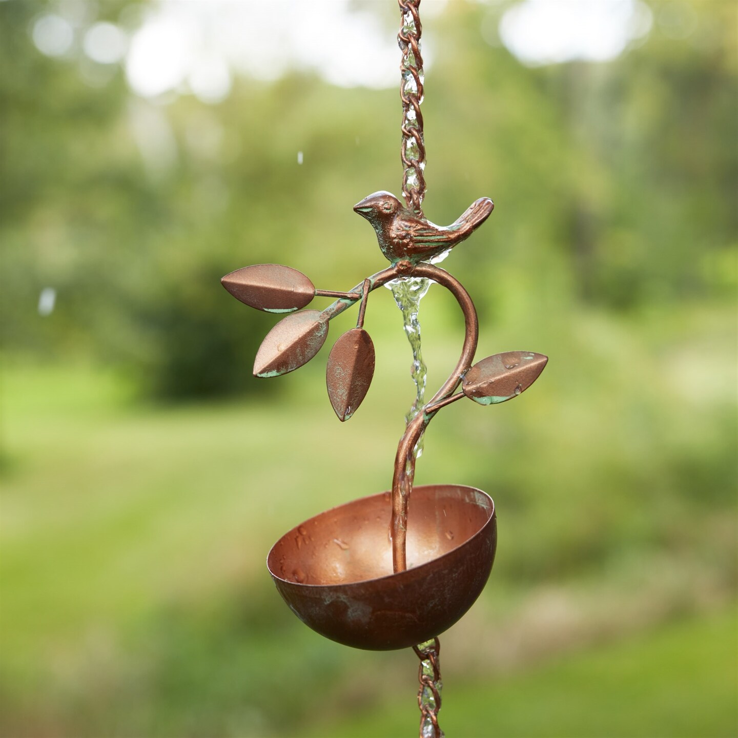 Melrose Bird Branch Hanging Outdoor Rain Chain - Thumbnail 2