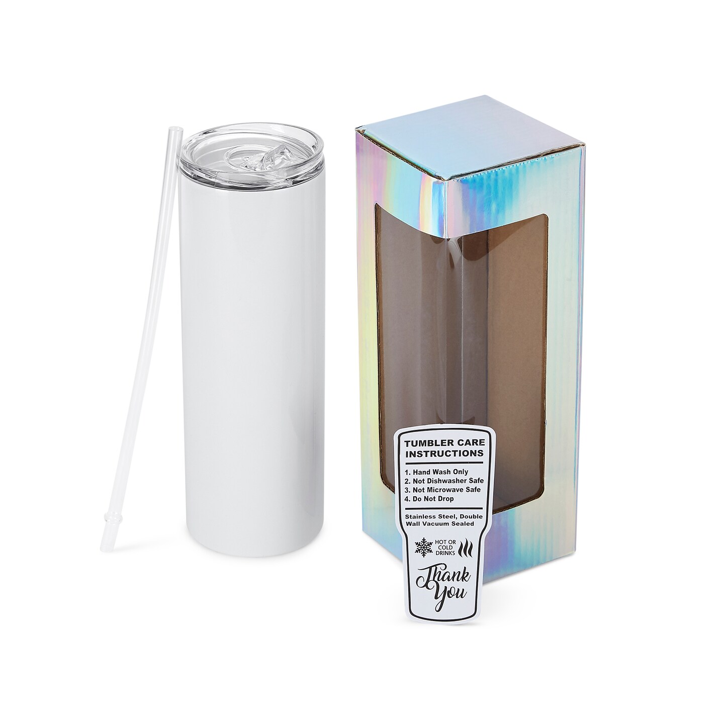 Makerflo 20 oz Skinny Sublimation Tumbler with Lid &#x26; Straw | Craft-Ready for DIY Gifts &#x26; Personalization (Sublimation, Epoxy, UV DTF, Vinyl, and Laser Engraving)