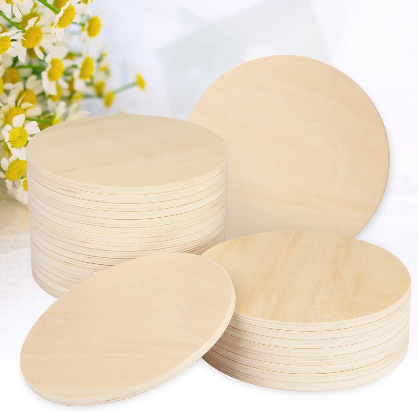 50 PCS 4 Inch Unfinished Wood Circles