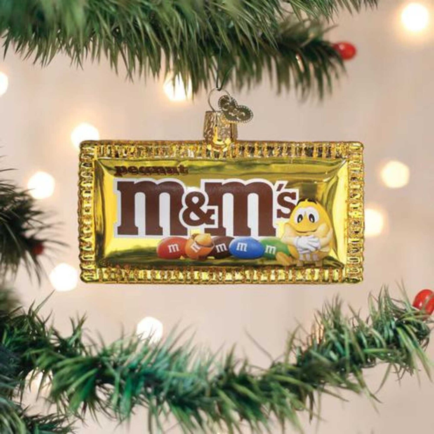 Old World Christmas 2.5 Inch Peanut M&#x26;M&#x27;s Christmas Tree Ornament , Christmas Decor Candy