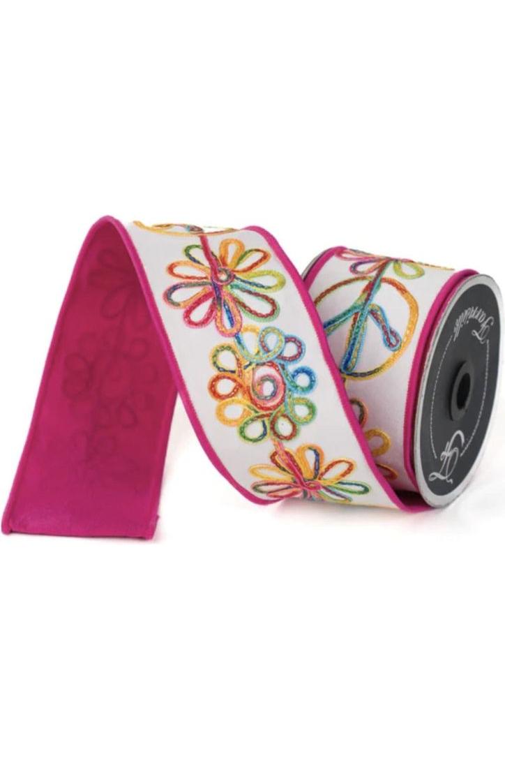 2.5&#x22; Whimsy Hippie Ribbon: Hot Pink (10 Yards)
