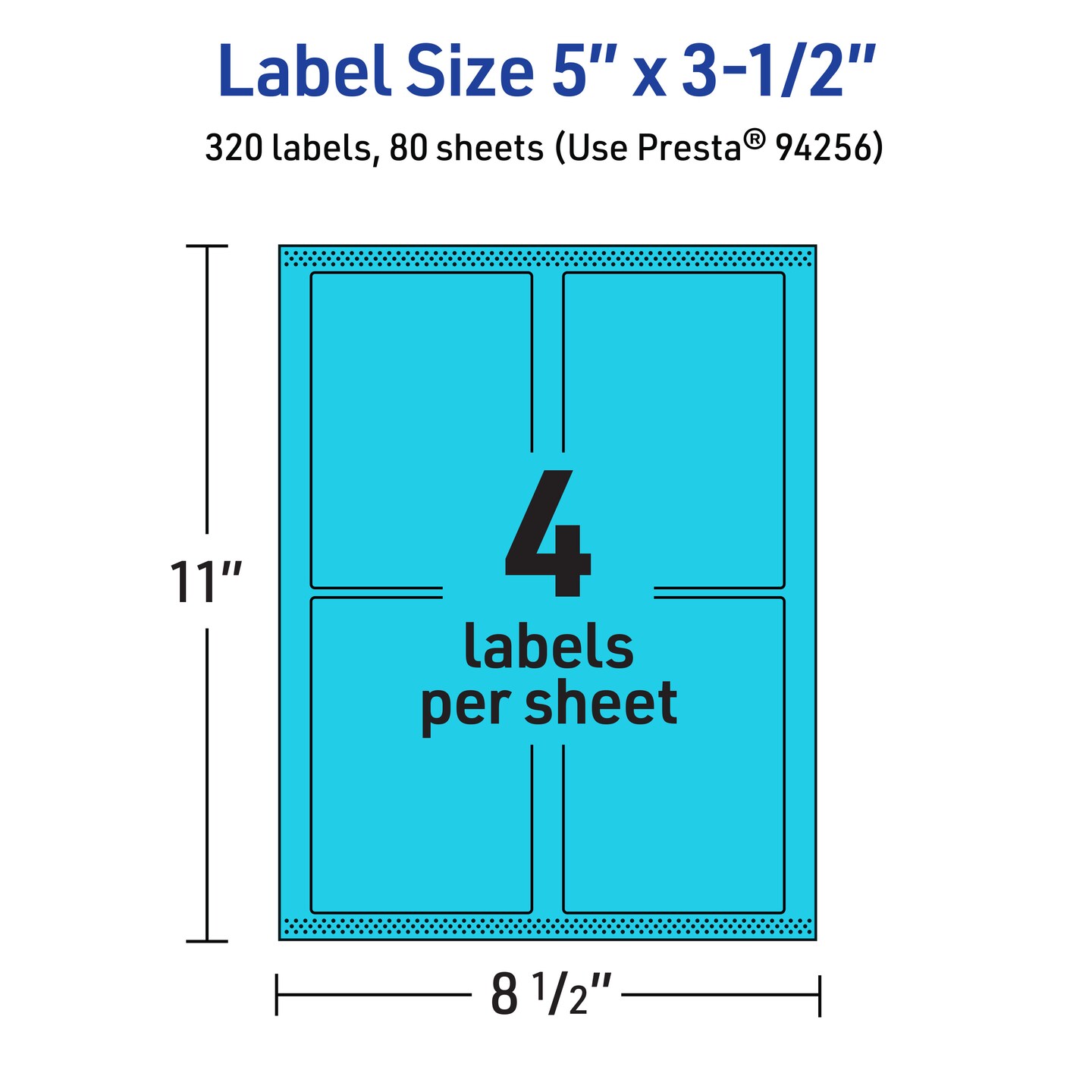 Avery Bright Blue Paper Labels, 5&#x22; x 3.5&#x22; Rectangle