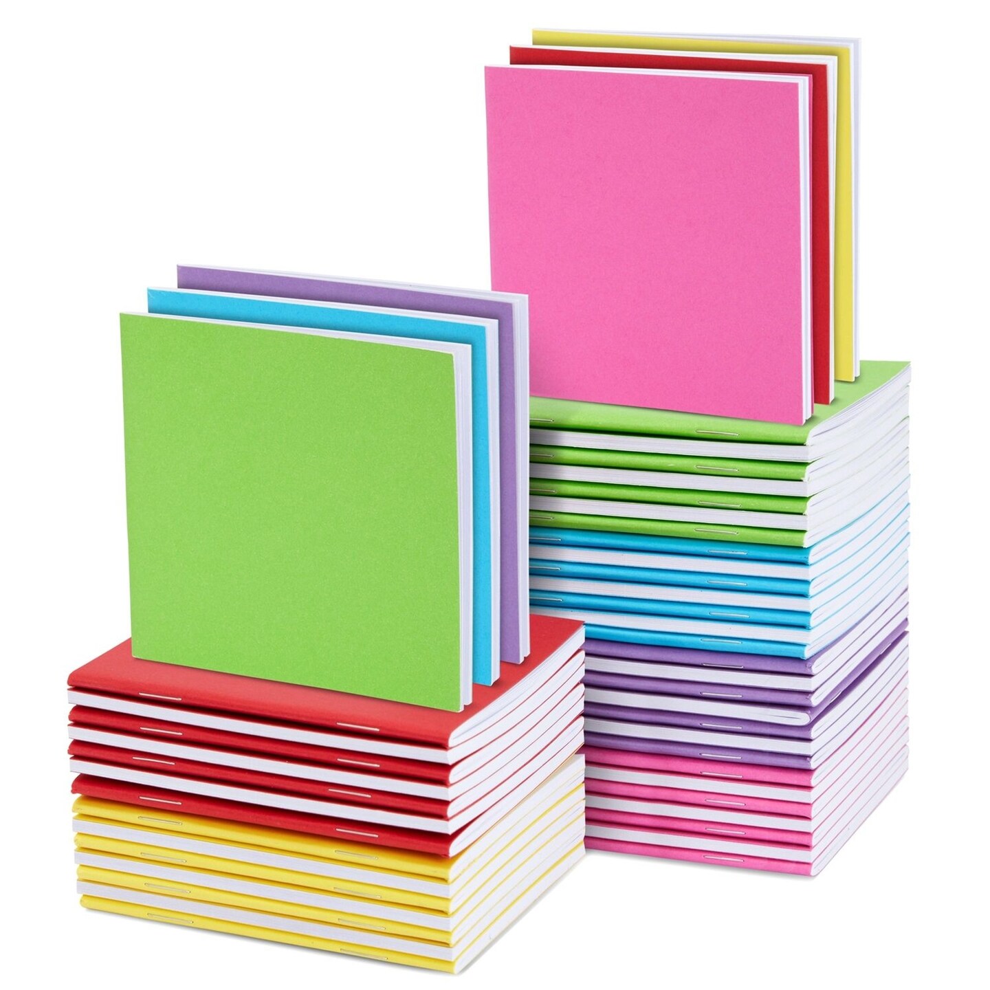 48 Pack Colorful Mini Blank Books, Bulk Pocket Sized Notebooks for Kids, 4x4 In Small Notepads Journals for Drawing Writing (6 Colors)