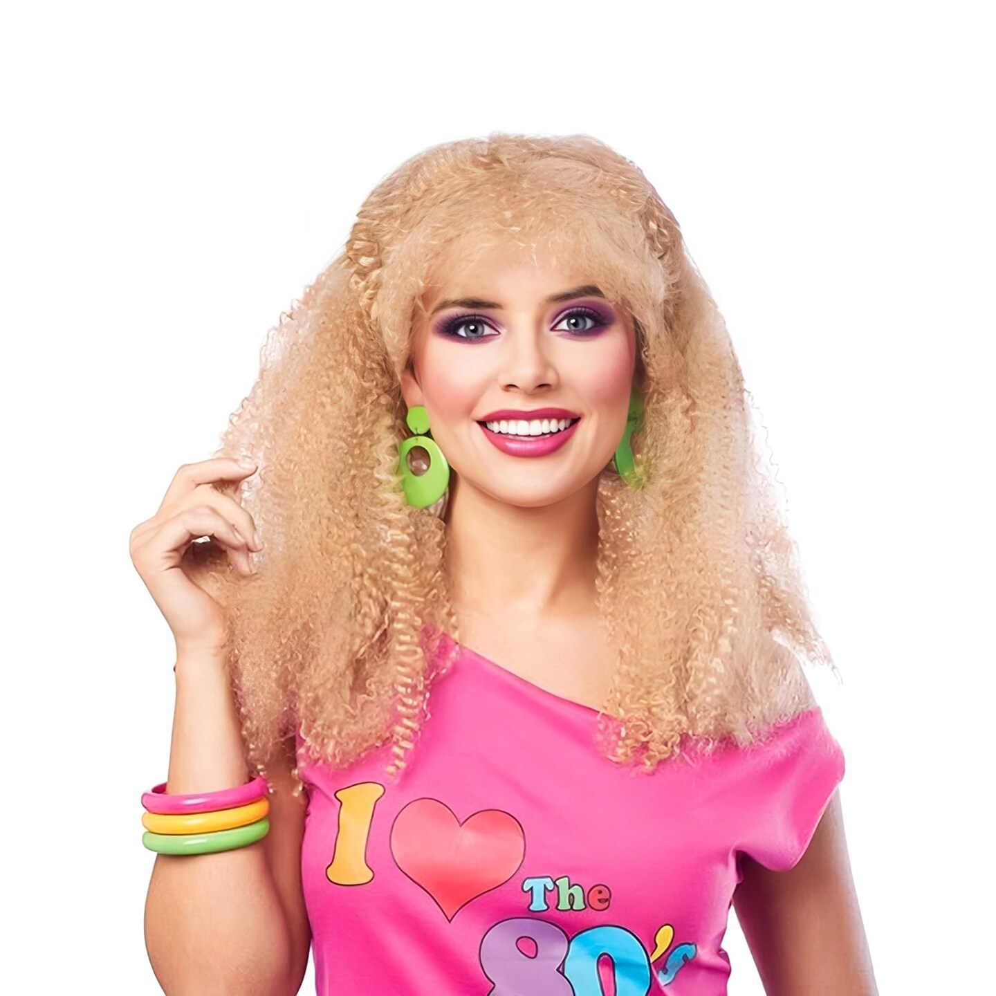 80&#x27;s Crimped Adult Costume Wig | Blonde