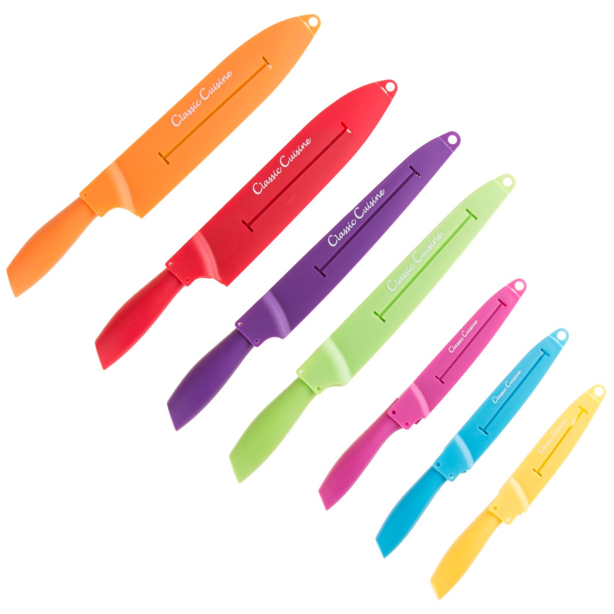 Classic Cuisine 14 Pc Colored Knife Set Stainless Steel Pro Grade Kitchen Knives