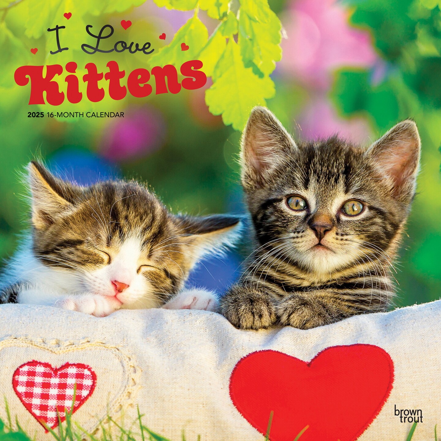 I Love Kittens | 2025 12 x 24 Inch Monthly Square Wall Calendar | Plastic-Free | BrownTrout | Animals Cats Feline