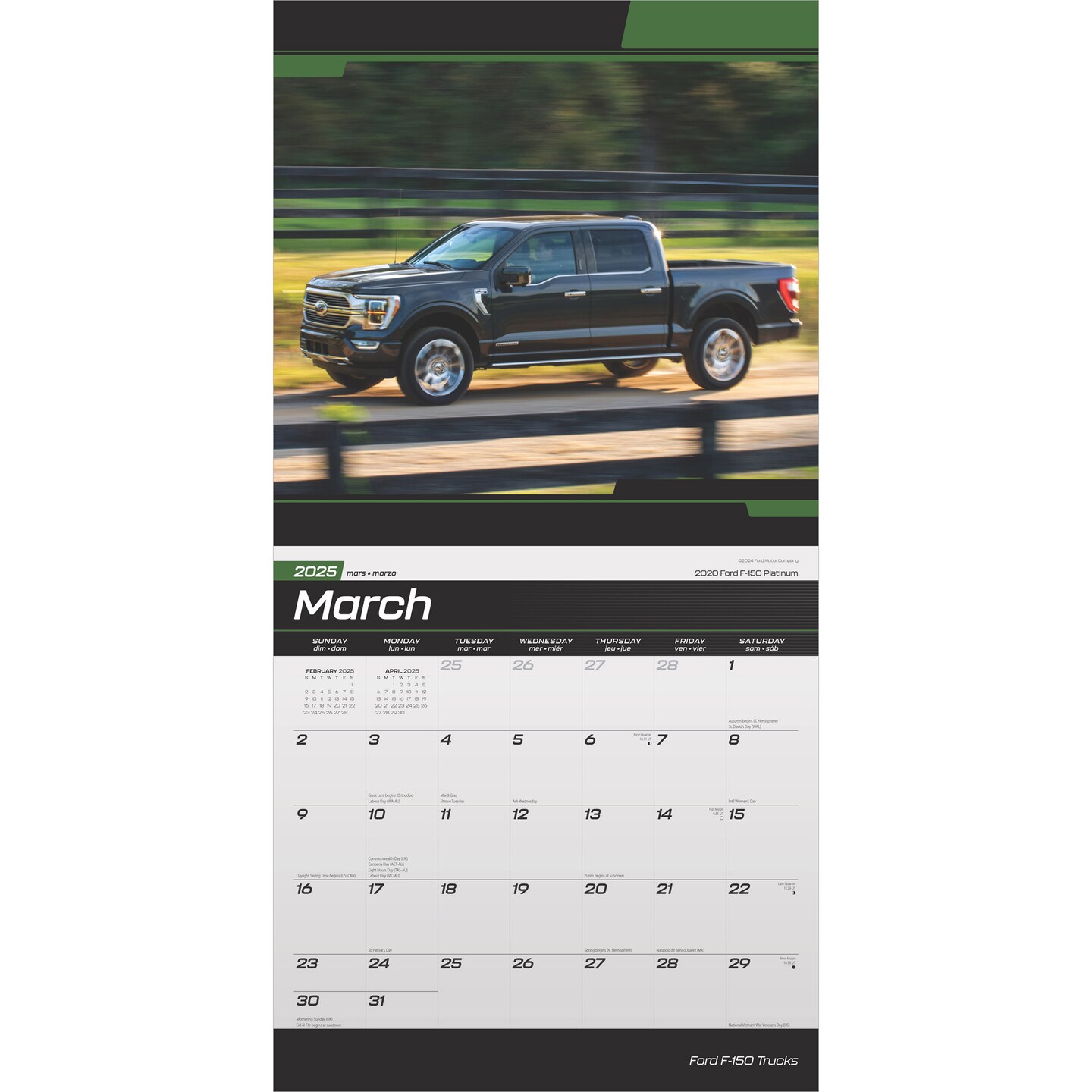 Ford F150 Trucks OFFICIAL | 2025 12 x 24 Inch Monthly Square Wall Calendar | Plastic-Free | BrownTrout | Automotive Manufacturer F-Series