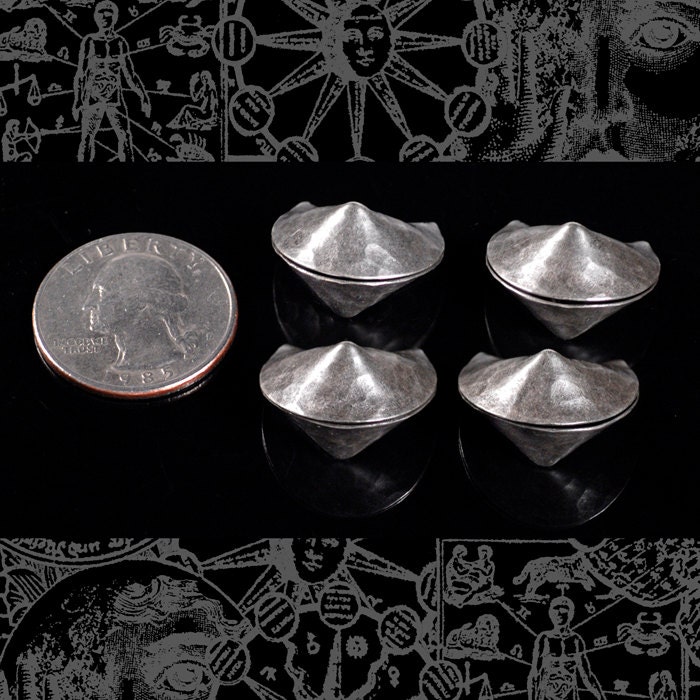 Antiqued Silver Plated Brass Fortune Cookie Pendants - Set of Four - S-P50