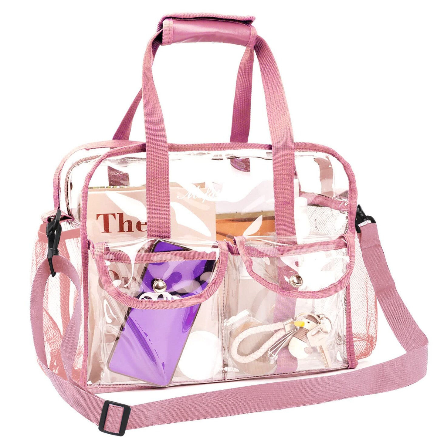 Clear Bag Stadium Approved Transparent Waterproof Clear Tote Bags for Work, Sports Games, Concerts,Travel-12 x12 x6