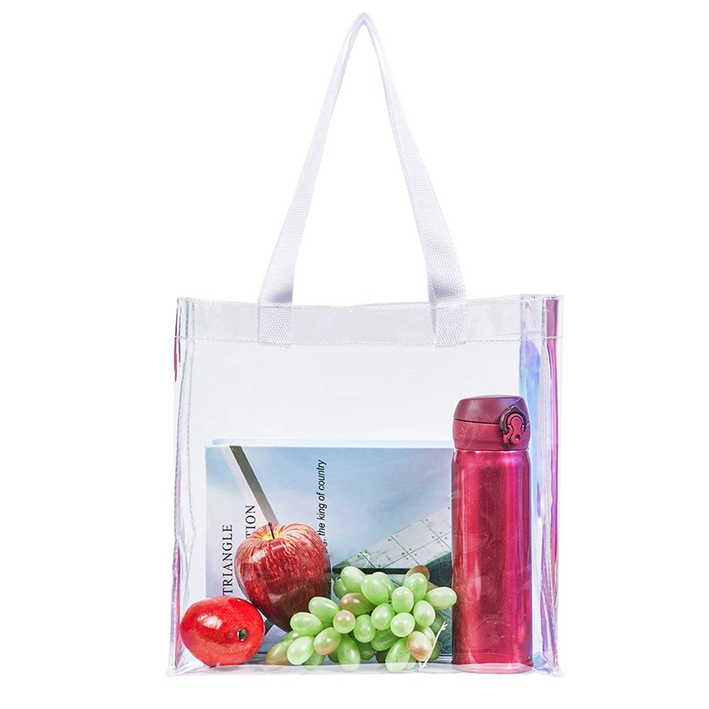Clear Tote Bag, 2-Pack Stadium Approved Hologram Clear Bag, Great for Sports Games, Work, Security Travel, Stadium Venues or Concert, 12&#x22;X 12&#x22;X 6&#x22;