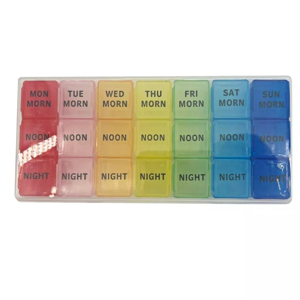 Weekly Pill Organizer Box Case Holder Sorter Caddy 7 Day Am Pm Daily 3 - Times