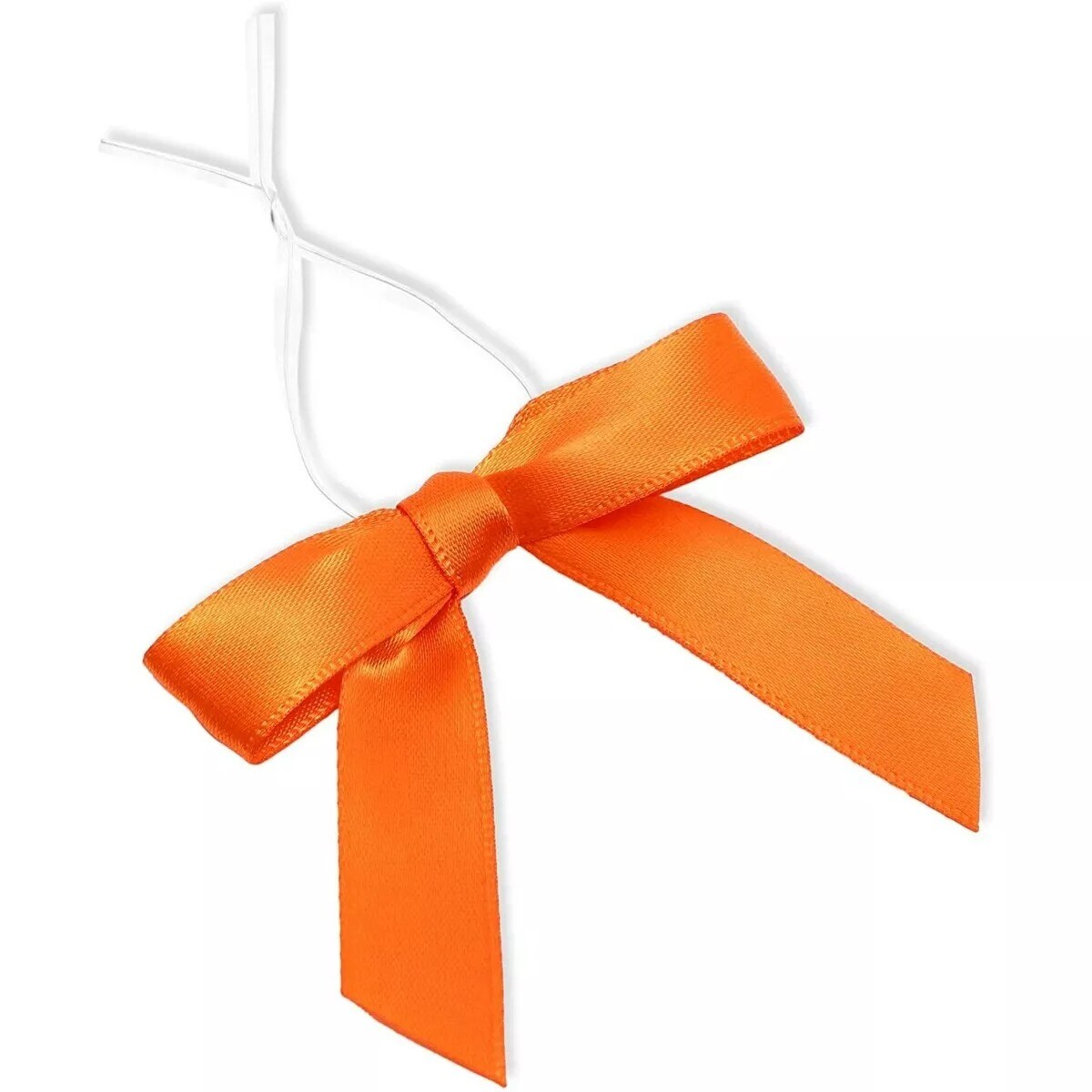 100 Pack Orange Satin Bows for Treat Bags, Crafts, Cake Pops, Cookies, 3 In