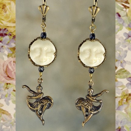 Antiqued Brass Dancing Girl Charms - Set of Six - AB-C05