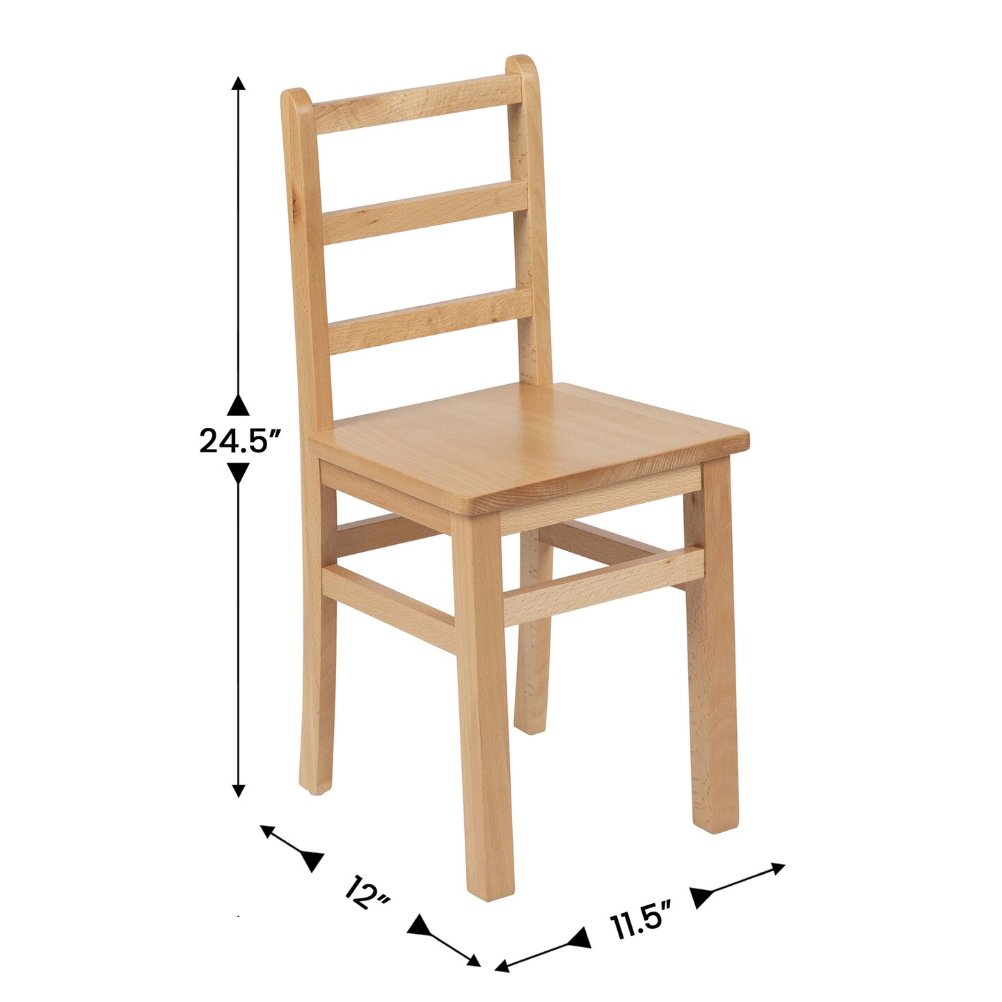 Emma and Oliver Kids Natural Solid Wood Table and Chair Set for Classroom, Playroom, Kitchen