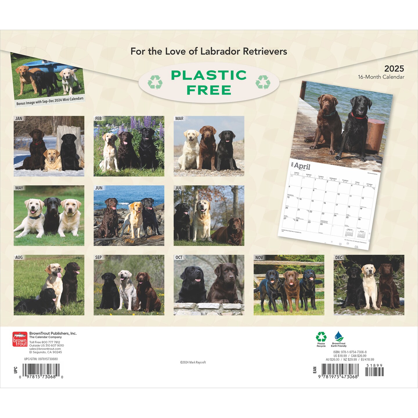 For the Love of Labrador Retrievers | 2025 14 x 24 Inch Monthly Deluxe Wall Calendar | Foil Stamped Cover | Plastic-Free | BrownTrout | Animal Dog Breeds