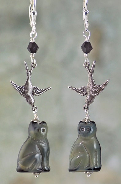 Antiqued Silver Plated Brass Flying Sparrows Two Way Connectors - Three Sets of Two - S-2C34