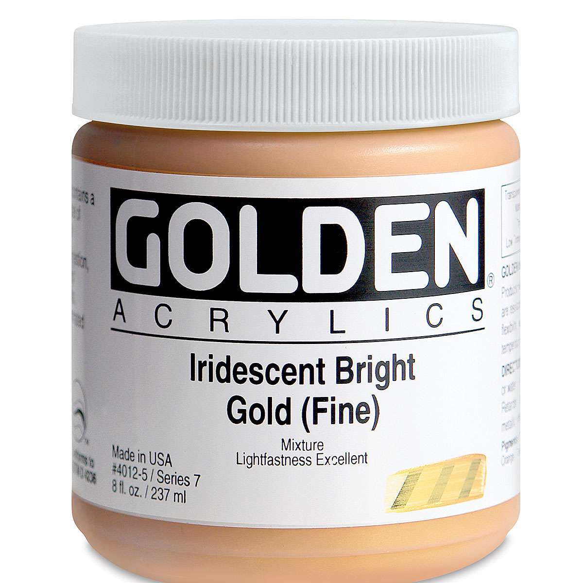 Golden Heavy Body Artist Acrylics - Iridescent Bright Gold (Fine)(65), 8 oz Jar