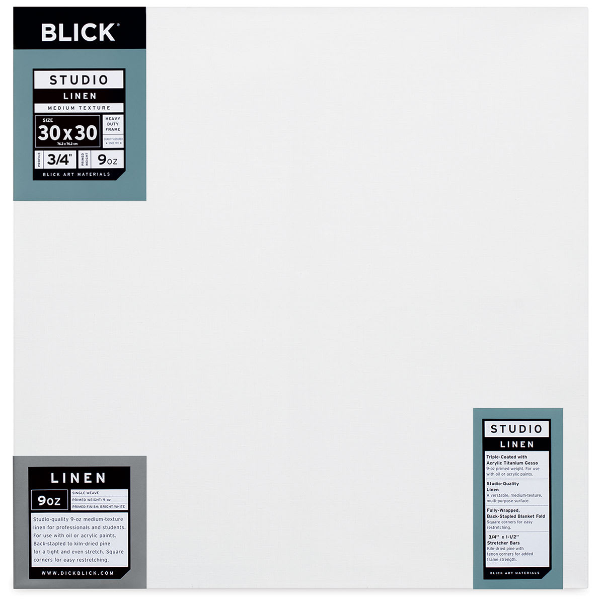 Blick Studio Linen Stretched Canvas - 30" x 30", Traditional 3/4" Profile