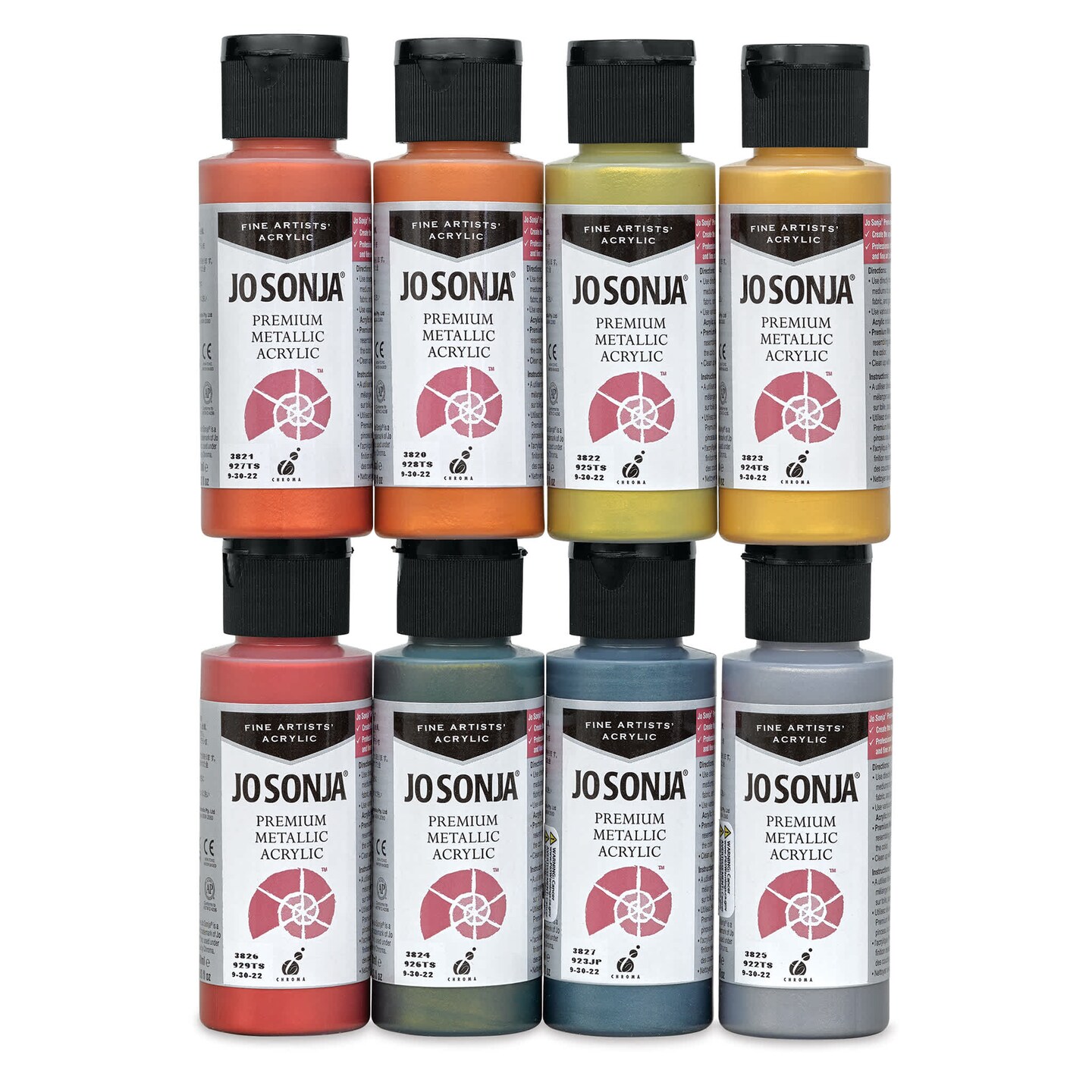 Chroma’s Jo Sonja Premium Metallics - Set of 8 Colors, 2 oz bottles