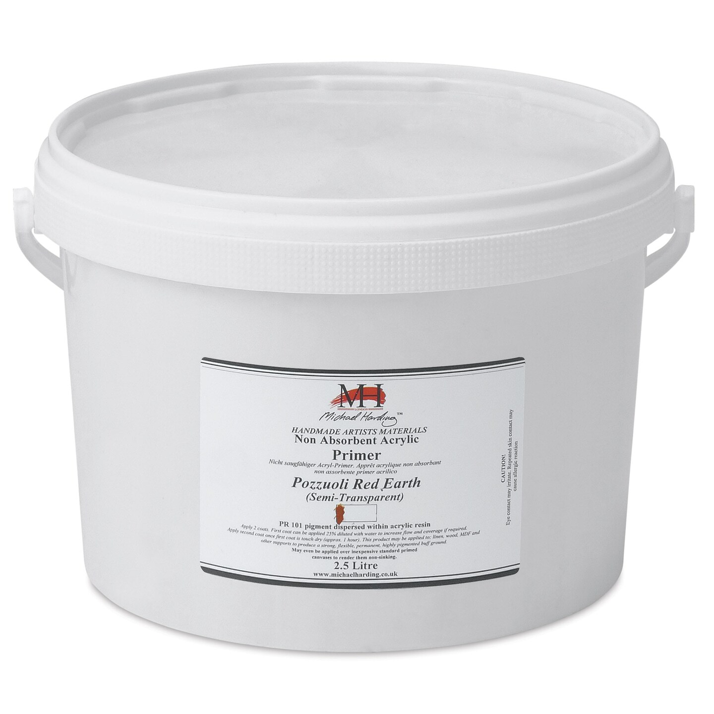Michael Harding Non-Absorbent Acrylic Primer - Pozzuoli Red Earth (Semi-Transparent), 2.5 Liter, Bucket