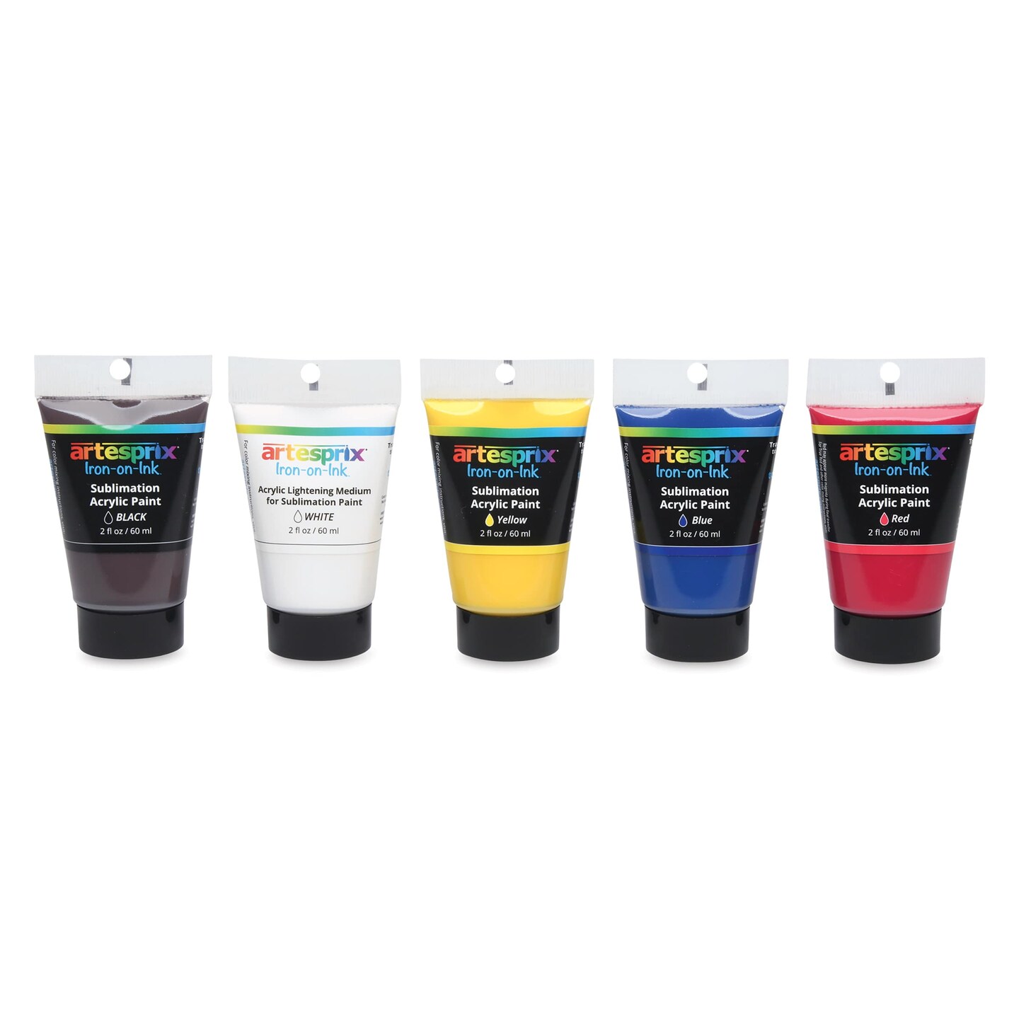 Artesprix Sublimation Acrylic Paints - Basic Set of 5, 2 oz tubes