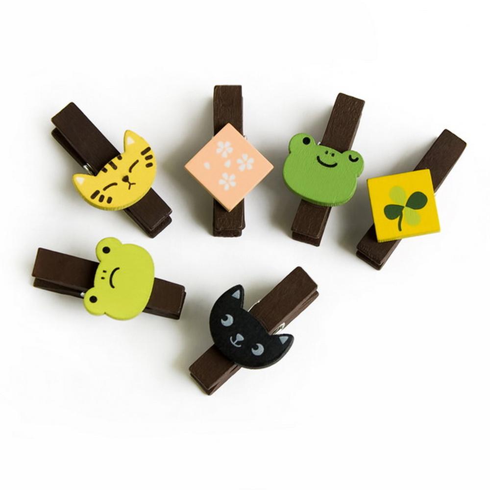 Edge Collections - Multicolor - Cute Decorative Wooden Mini Clips - 5 Pieces