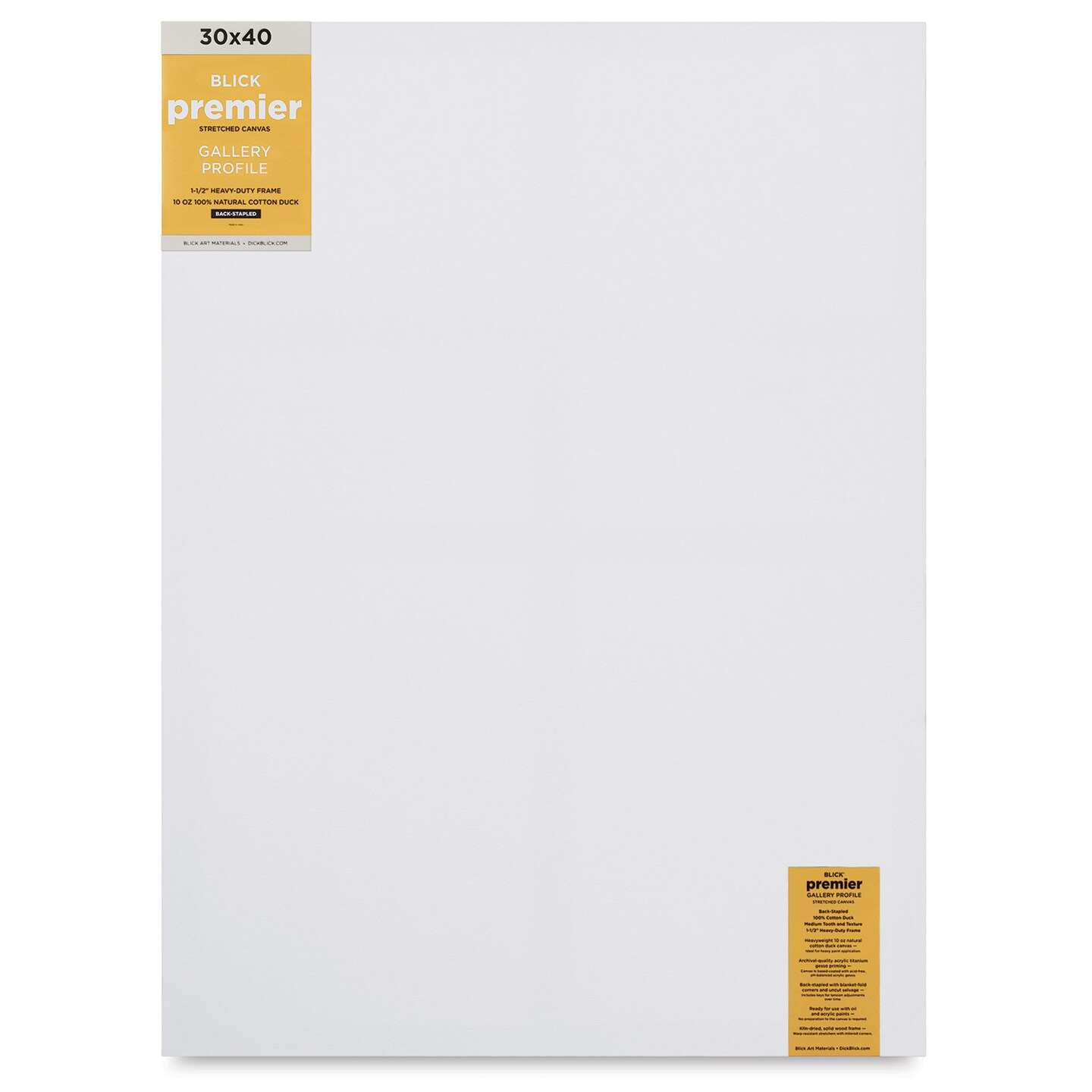 Blick Premier Stretched Cotton Canvas - Gallery Profile, Back-Stapled, 30" x 40"