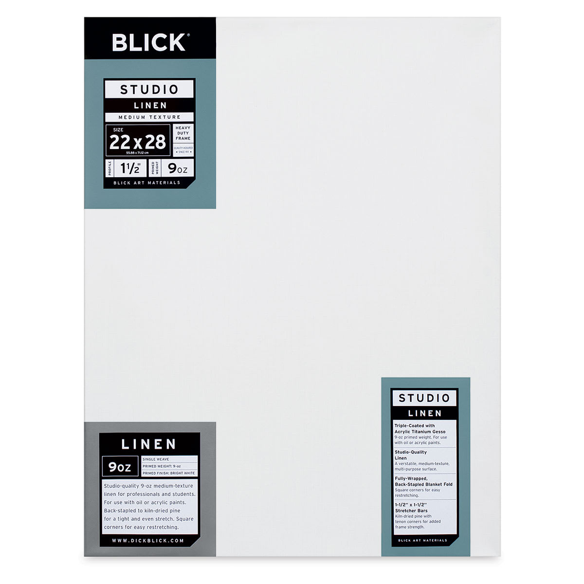 Blick Studio Linen Stretched Canvas - 22" x 28", Gallery 1-1/2" Profile