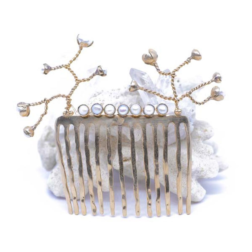 Edge Collections - Gold - Elegant Pearl Hair Accessory for Special Occasions - 1 Piece