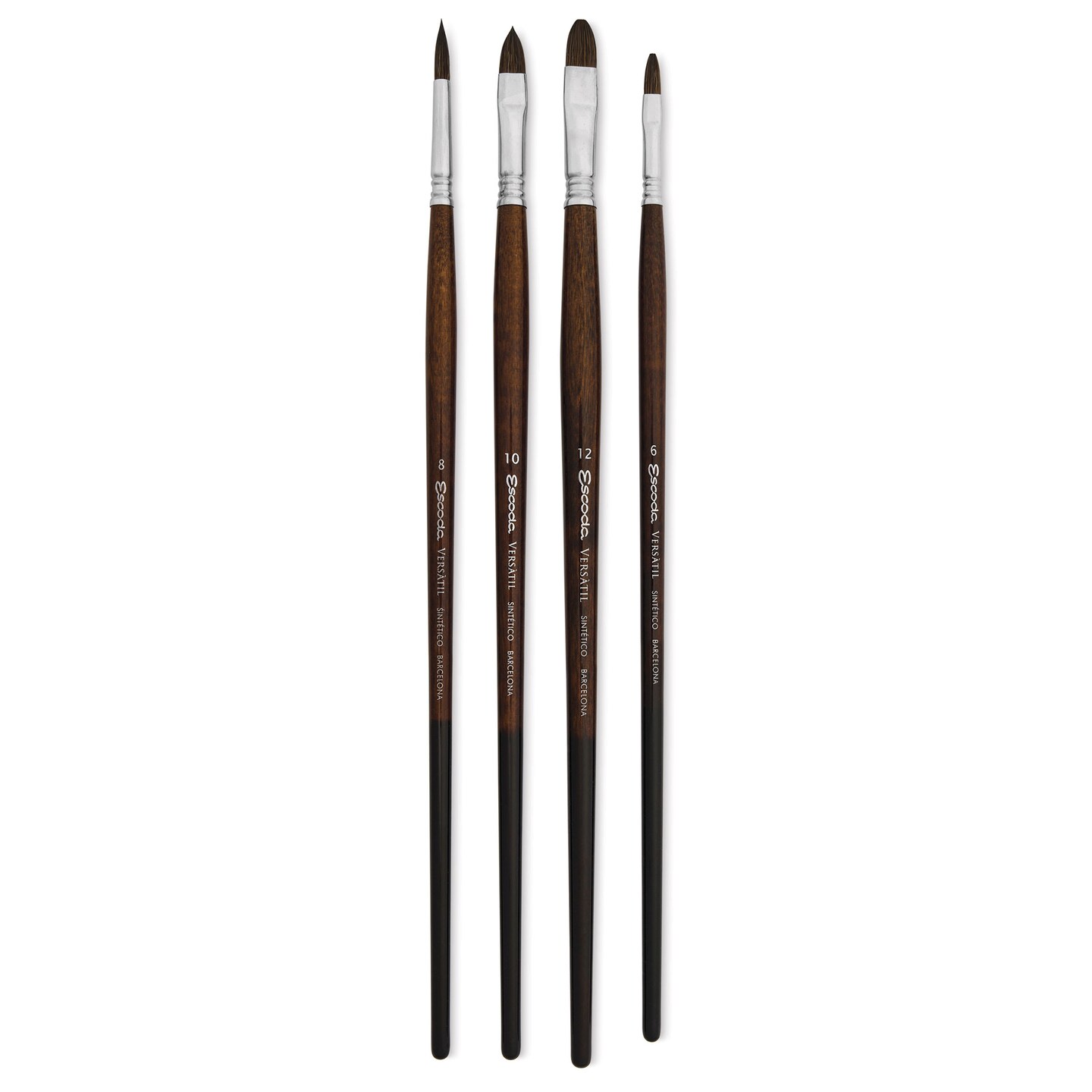 Escoda Versatil Synthetic Brushes - Series 8953 Assorted, Set of 4, Long Handle